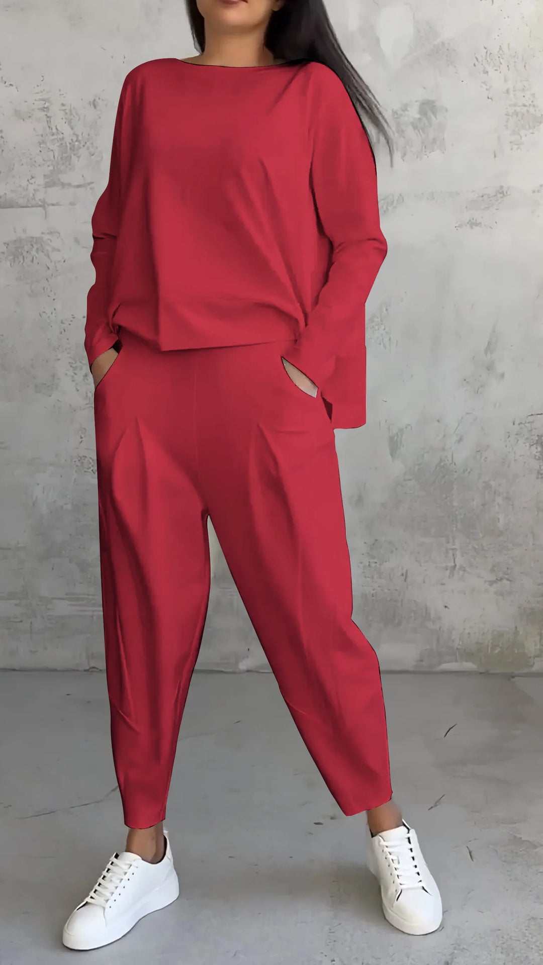 Women's Casual Long Sleeve Top and Harem Pants Set