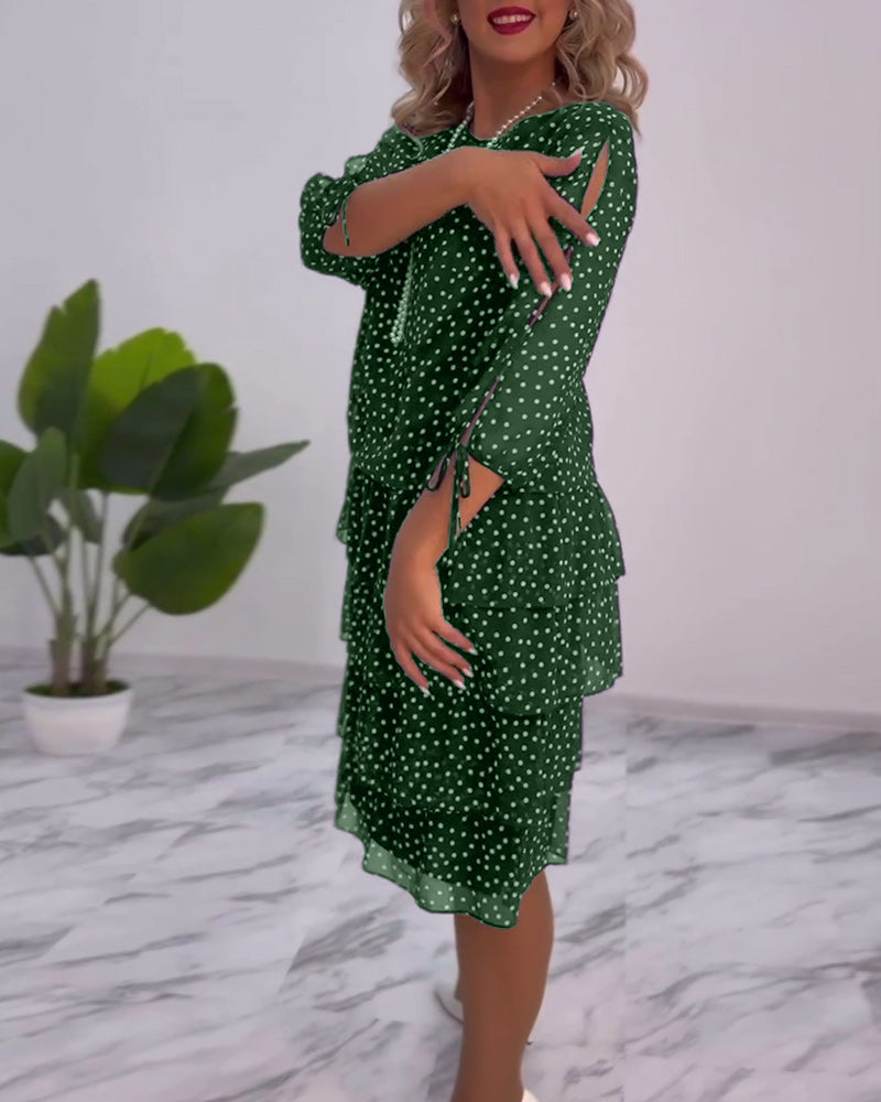 Tiered Dress with Polka Dot Design