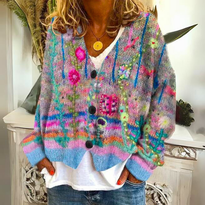 Women's vibrant floral cardigan for a playful pop of color