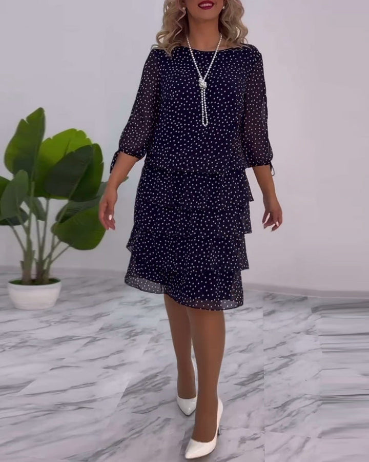Tiered Dress with Polka Dot Design