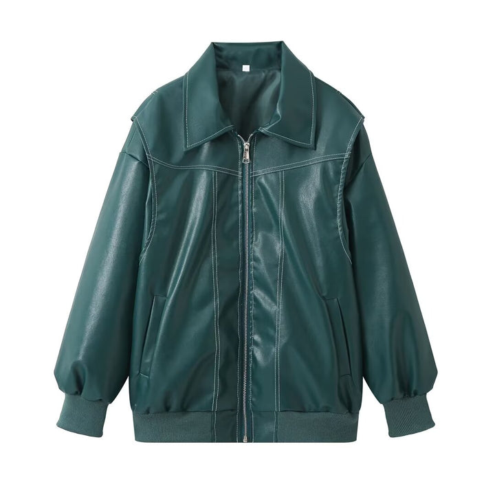 Women's faux leather bomber jacket