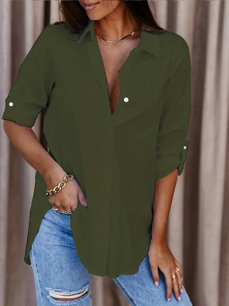 Relaxed V-Neck Blouse for Spring