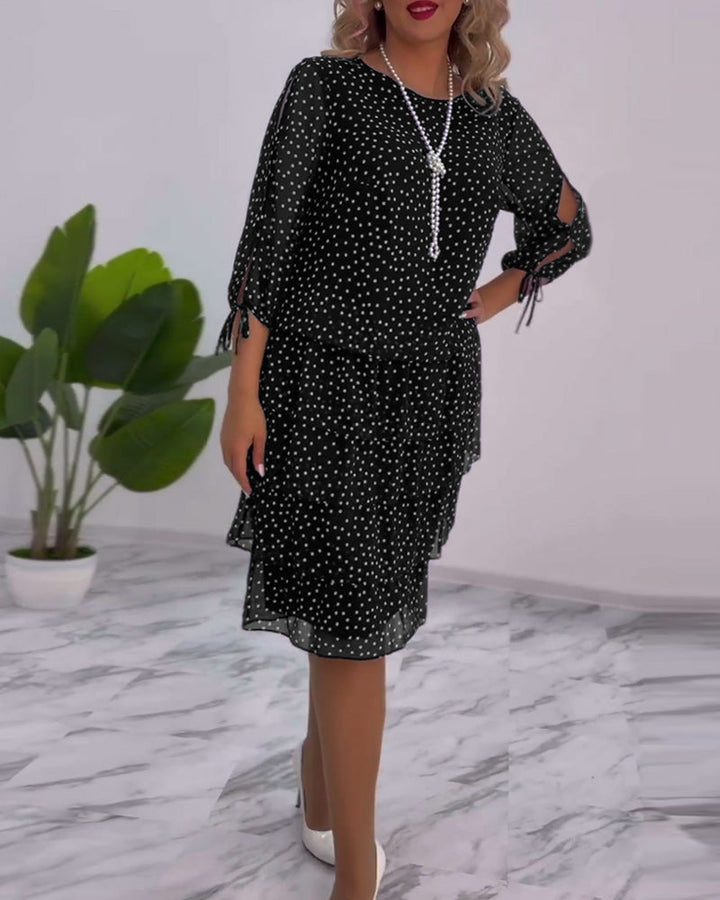 Tiered Dress with Polka Dot Design