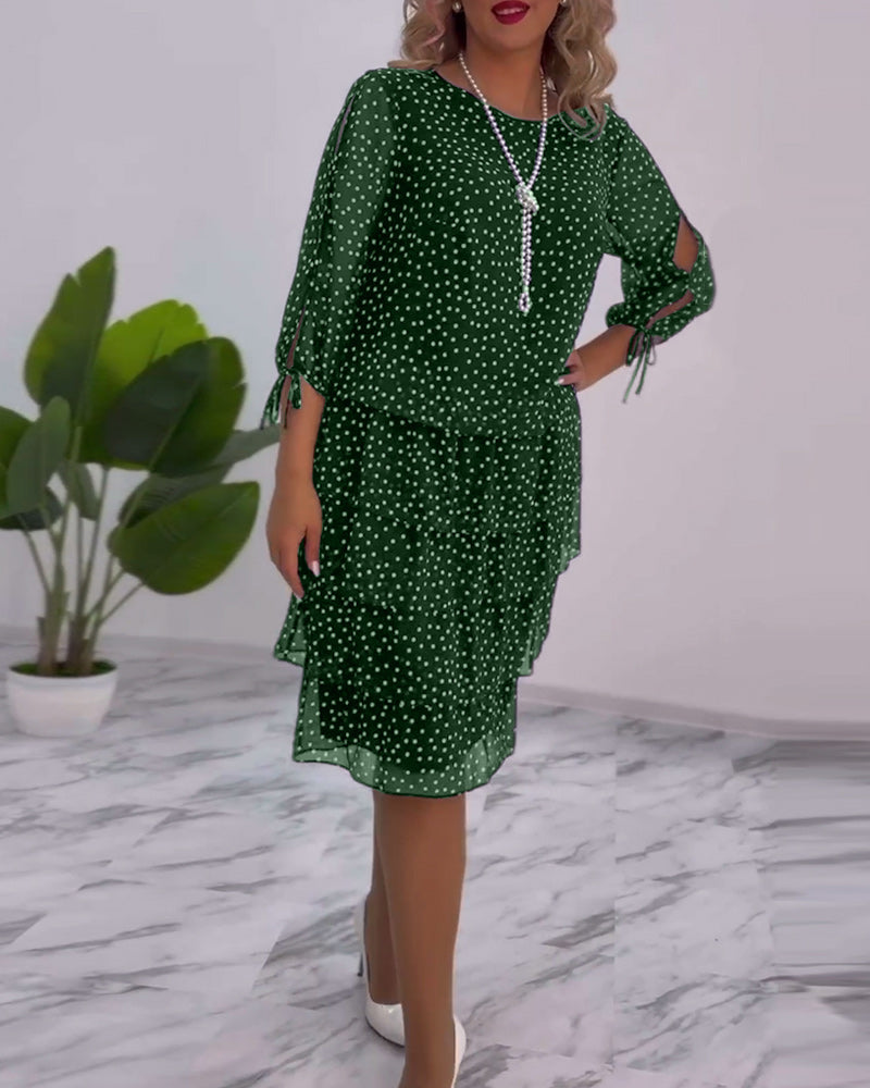 Tiered Dress with Polka Dot Design
