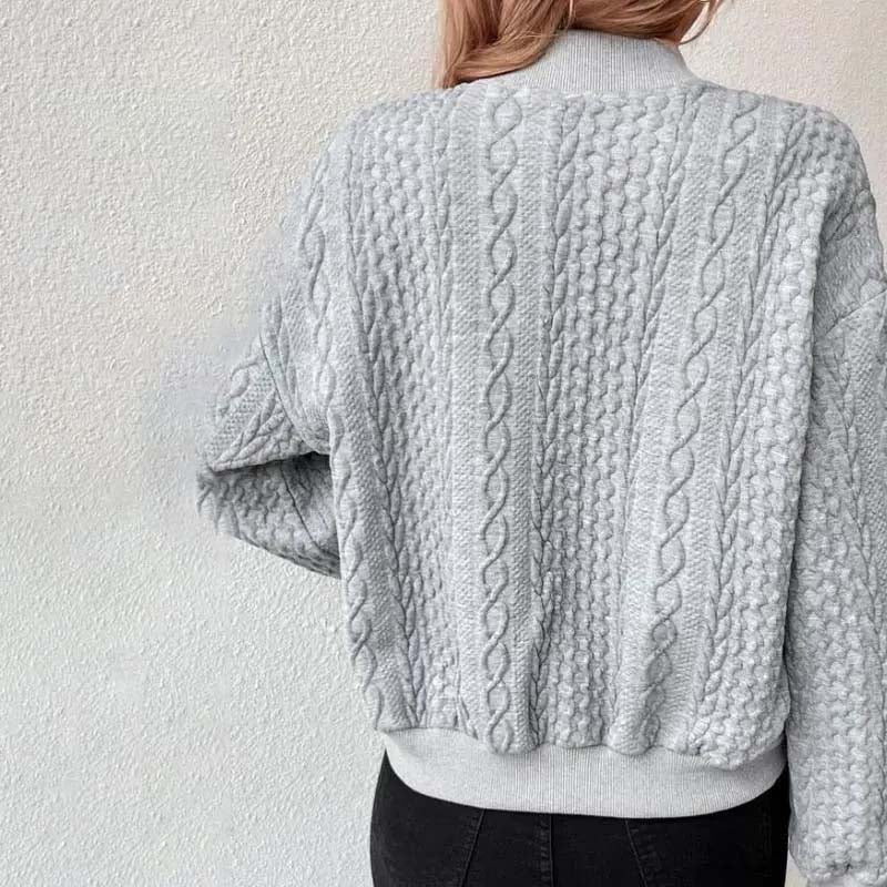 Women's quilted knit bomber jacket for a cozy touch