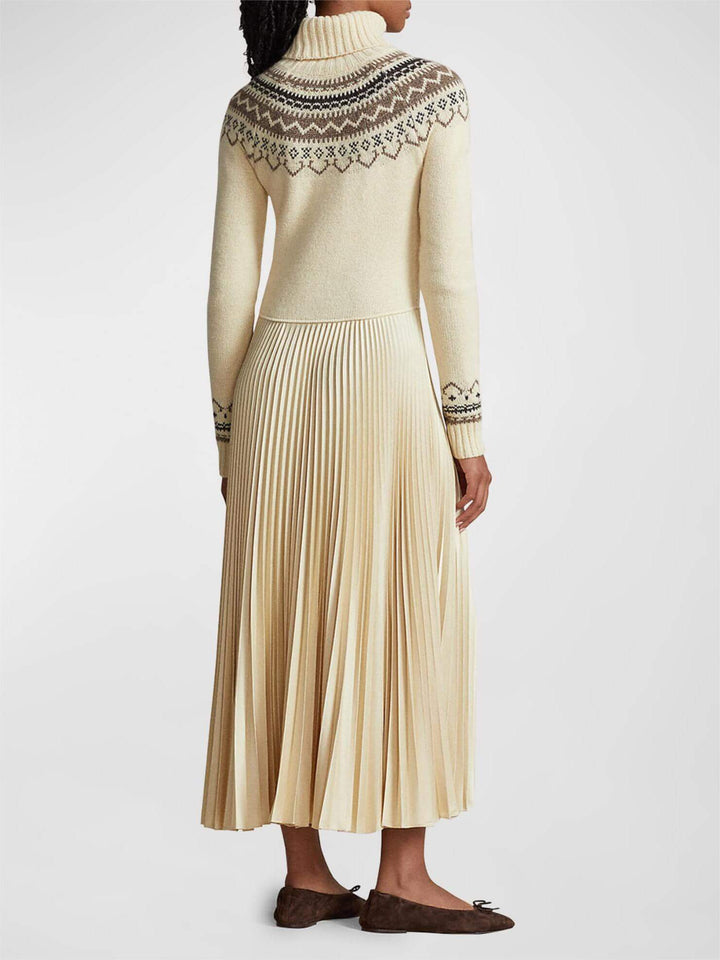 Women's Wool Turtleneck Sweater with Fair Isle Pattern