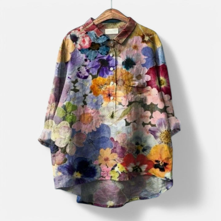 Chic Floral Loose Fit Women's Blouse