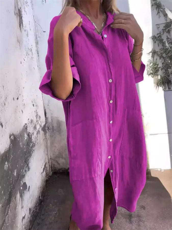 Breezy Dress with Button Accents