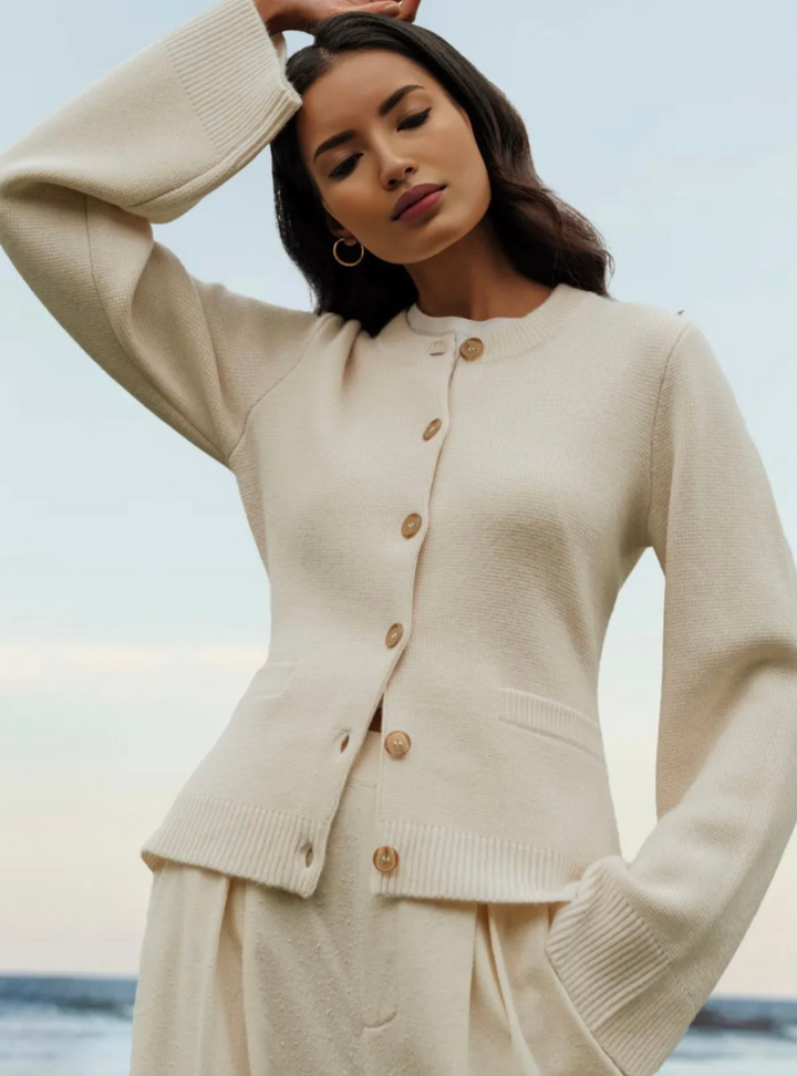 Women's minimalist flared sleeve cardigan