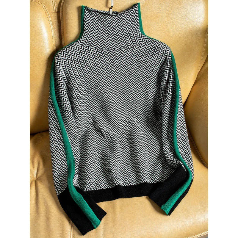 Women's houndstooth turtleneck sweater