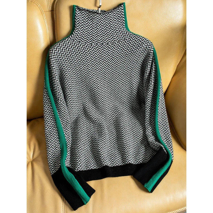 Women's houndstooth turtleneck sweater