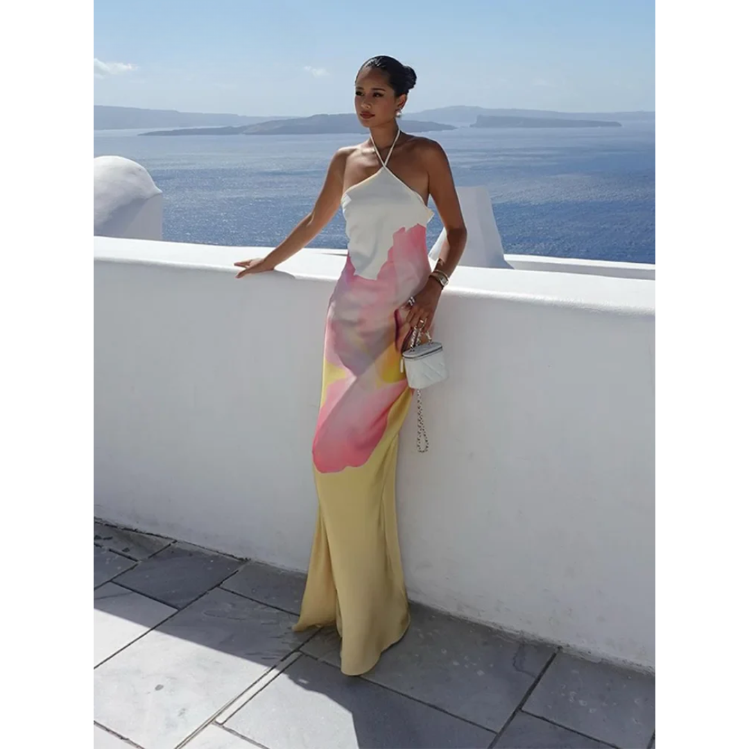 Elegant Floral One-Shoulder Maxi Dress