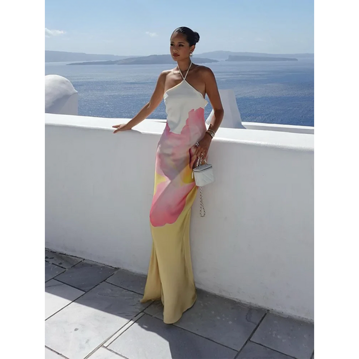 Elegant Floral One-Shoulder Maxi Dress