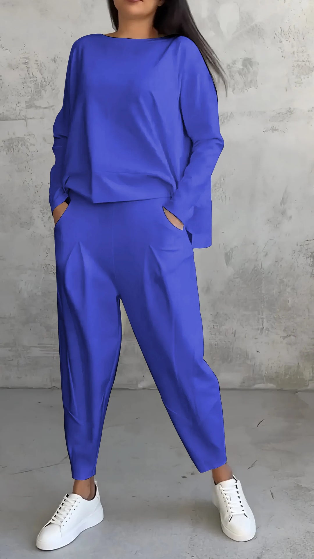 Women's Casual Long Sleeve Top and Harem Pants Set