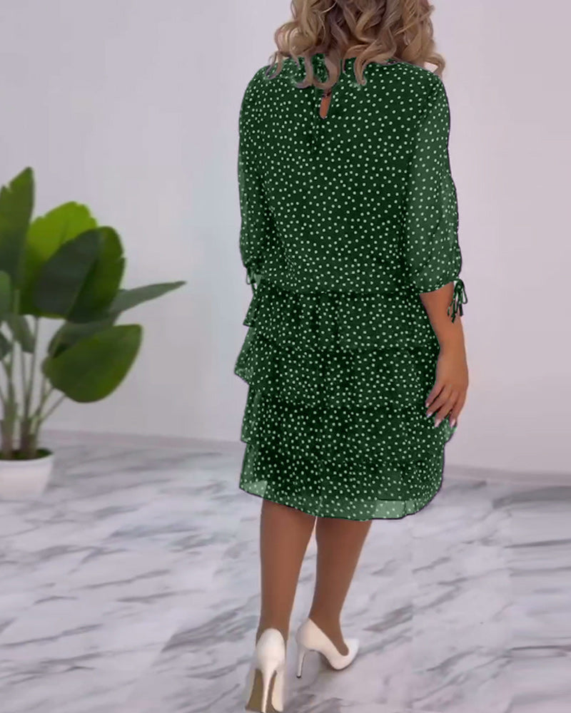Tiered Dress with Polka Dot Design