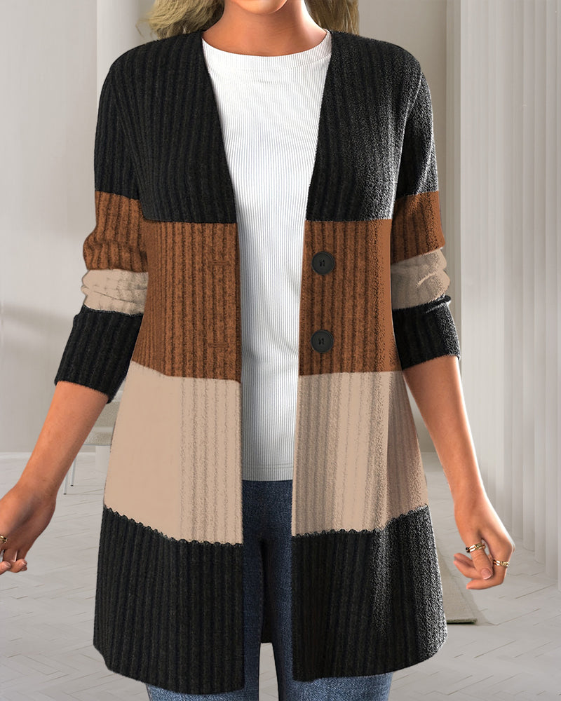 Women's striped buttoned cardigan