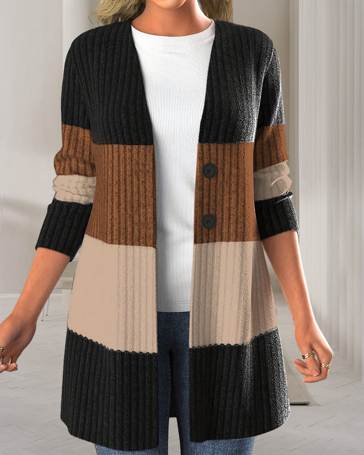 Women's striped buttoned cardigan