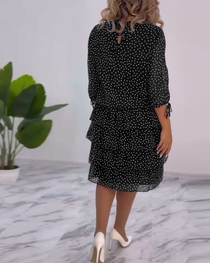 Tiered Dress with Polka Dot Design