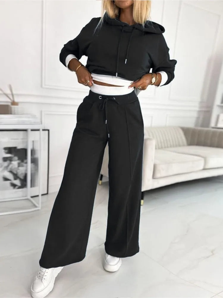 Women's Classic Hoodie and Wide-Leg Pants Set