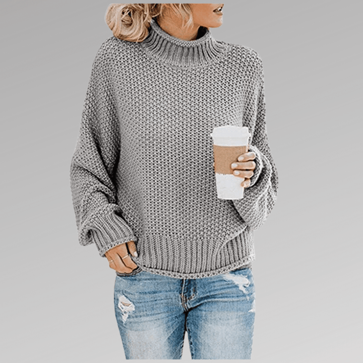 Women's retro turtleneck knitted sweater with long sleeves