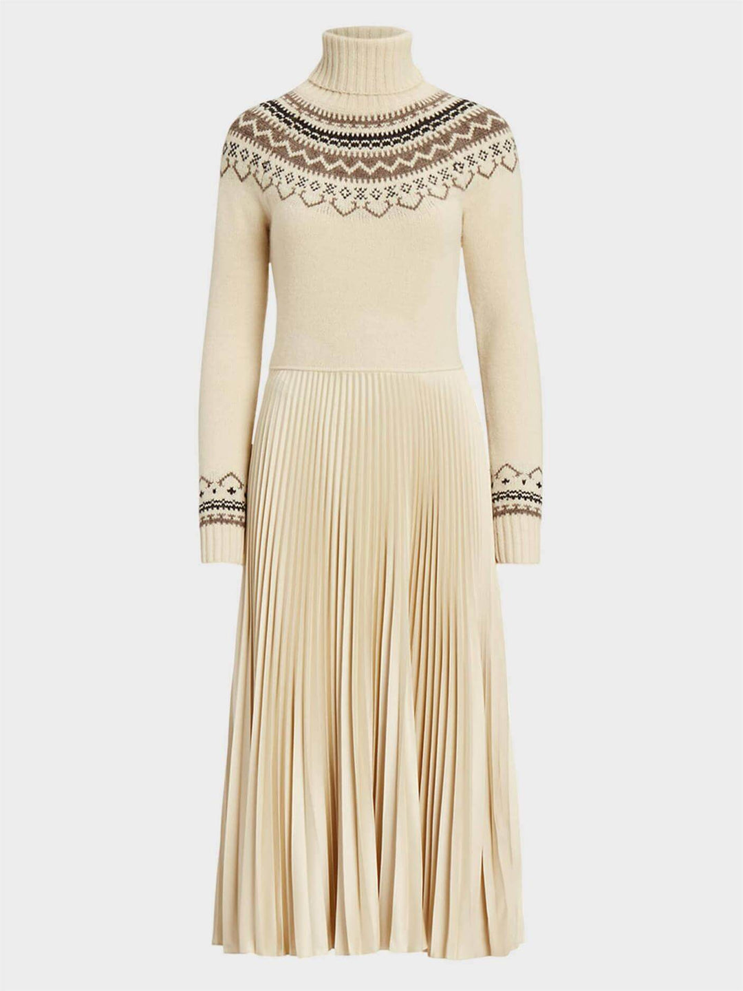 Women's Wool Turtleneck Sweater with Fair Isle Pattern