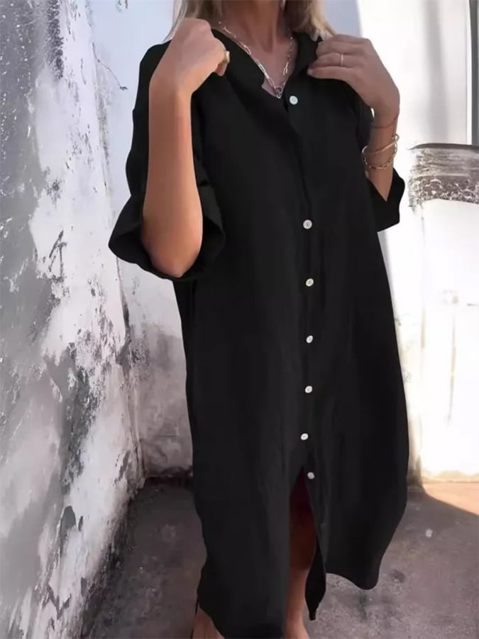 Breezy Dress with Button Accents