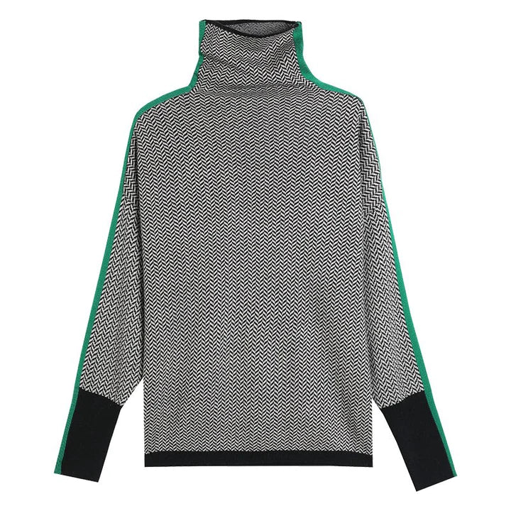 Women's houndstooth turtleneck sweater