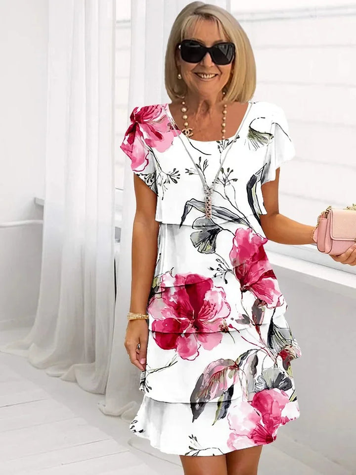 Elegant Floral Ruffle Dress for Women