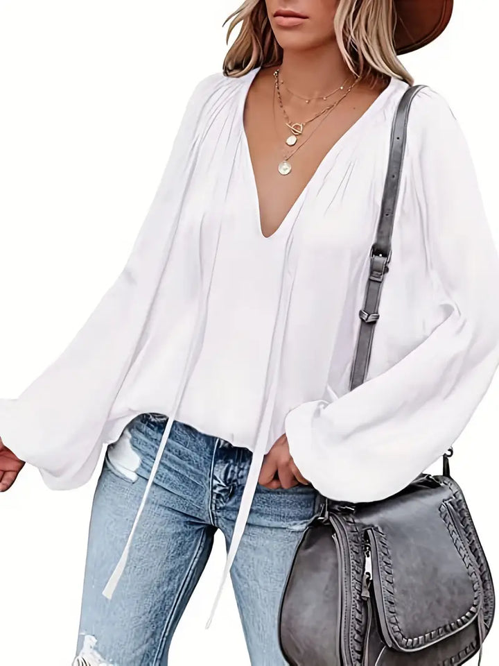 Chic Satin Blouse with Long Sleeves