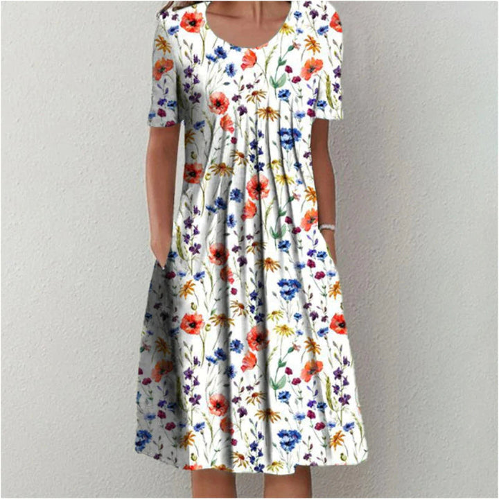 Elegant Floral Dress with Handy Pockets