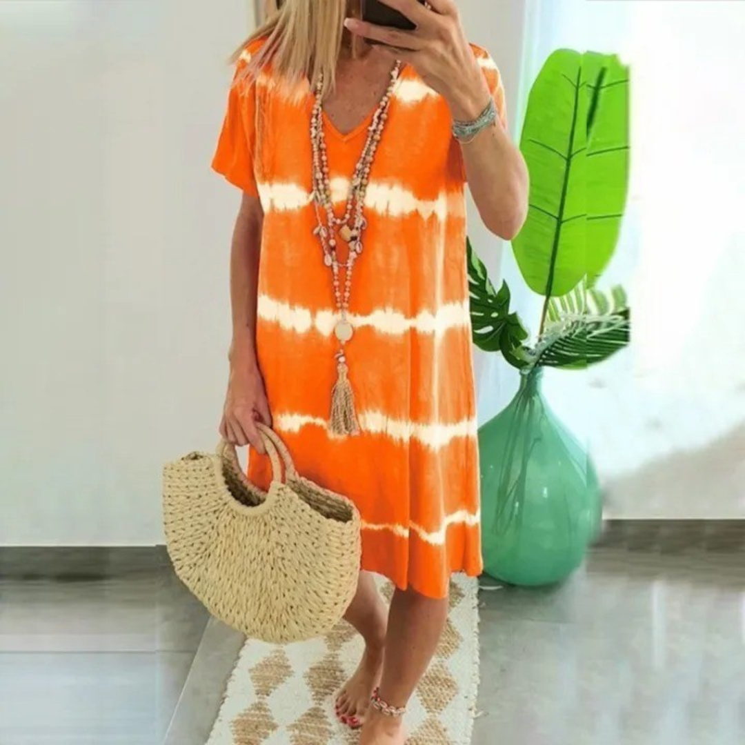 Casual Tie-Dye Dress with Relaxed Fit
