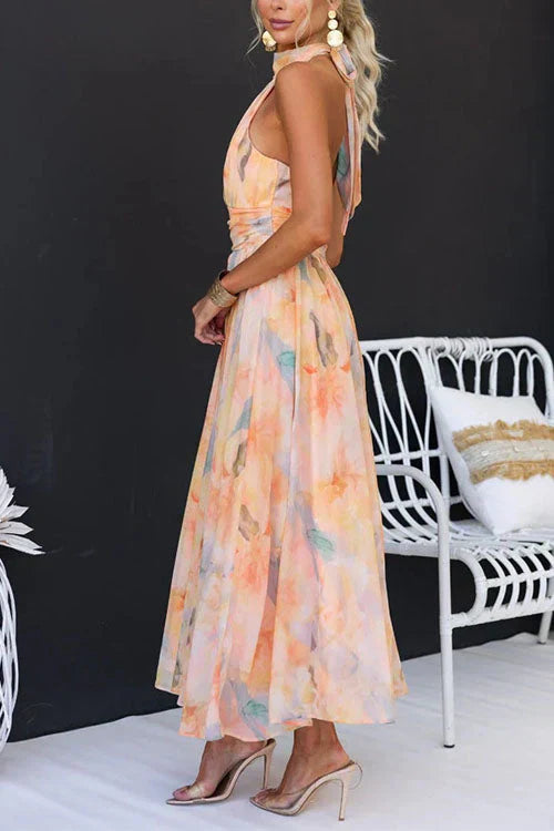 Elegant Watercolor Maxi Dress for Summer