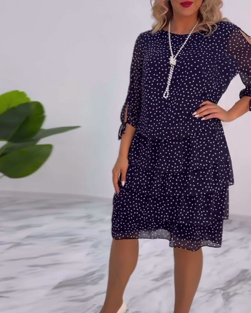 Tiered Dress with Polka Dot Design