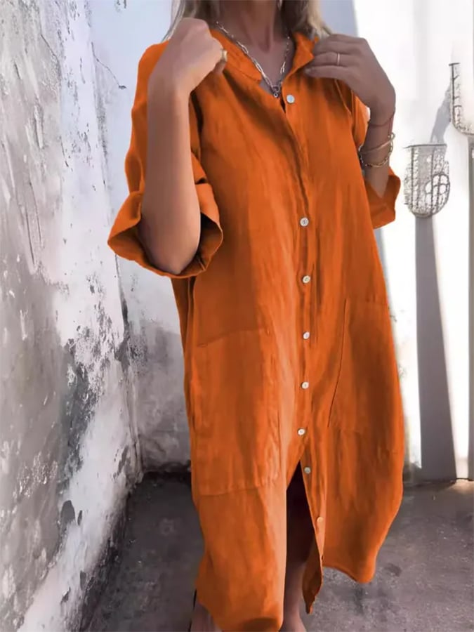 Breezy Dress with Button Accents