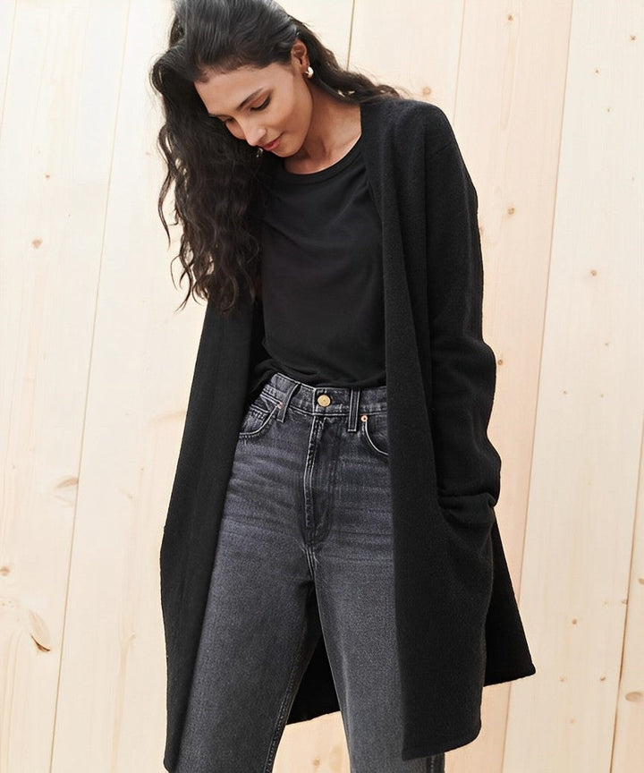 Women's minimalist open-front cardigan