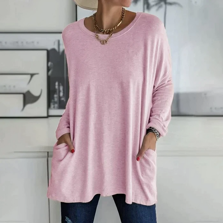 Women's loose crew neck with long sleeves and pockets