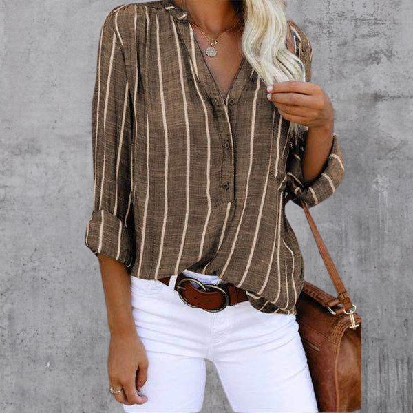 Women's casual striped button-down blouse