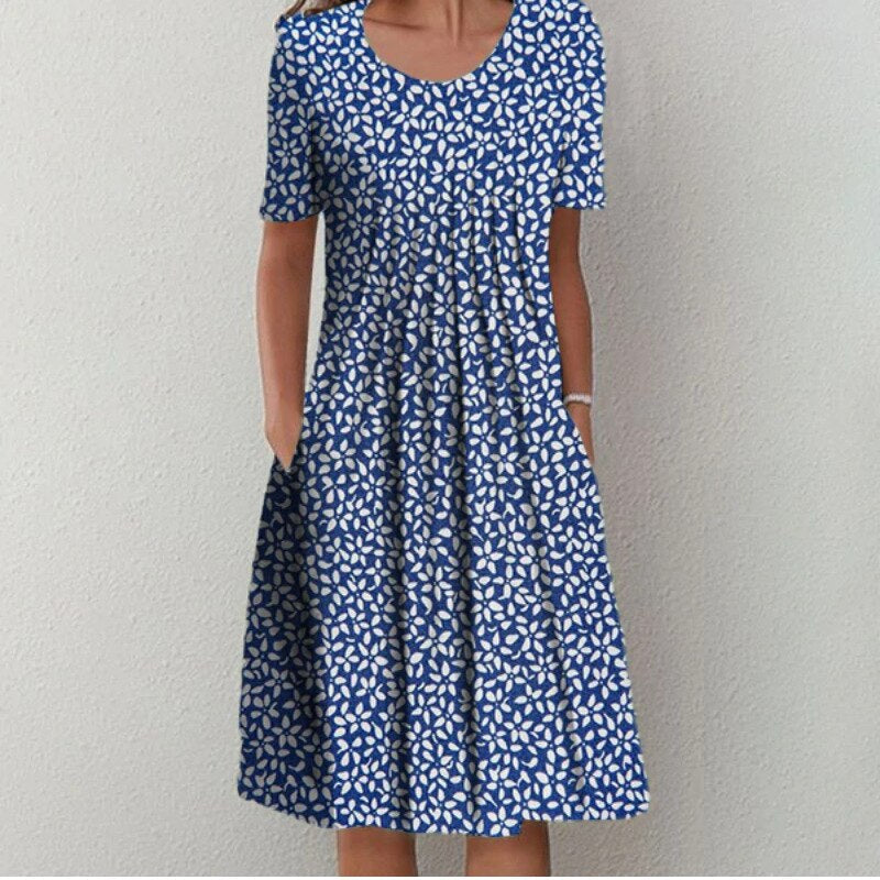 Elegant Floral Dress with Handy Pockets