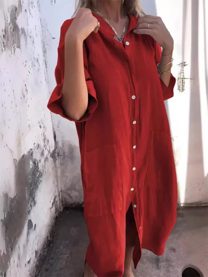 Breezy Dress with Button Accents