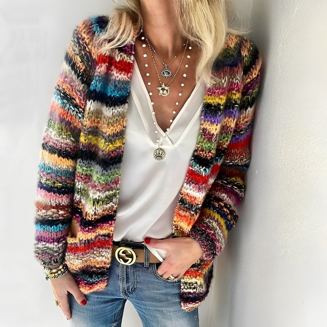 Women's multicolored knit cardigan