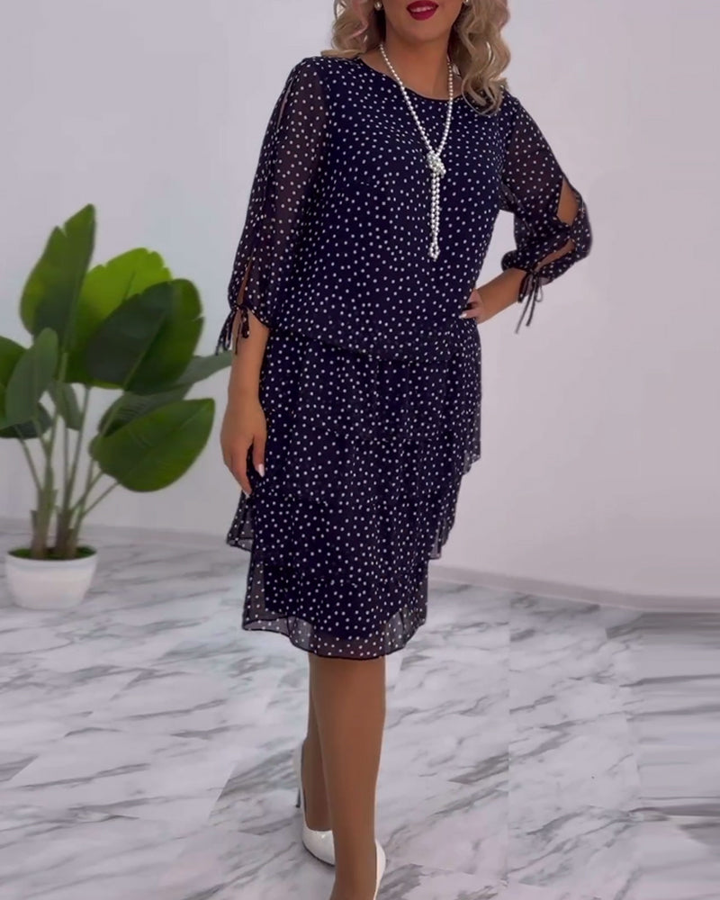 Tiered Dress with Polka Dot Design