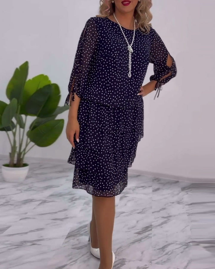 Tiered Dress with Polka Dot Design