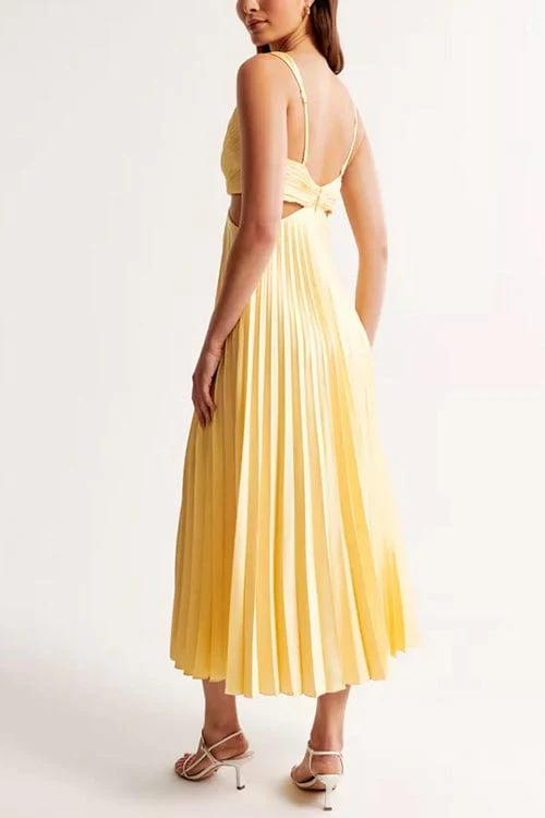 Elegant Pleated Satin Midi Dress for Women