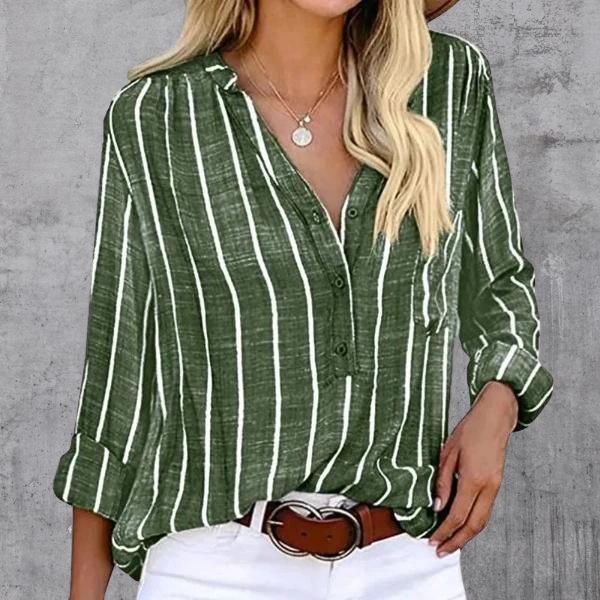 Women's casual striped button-down blouse
