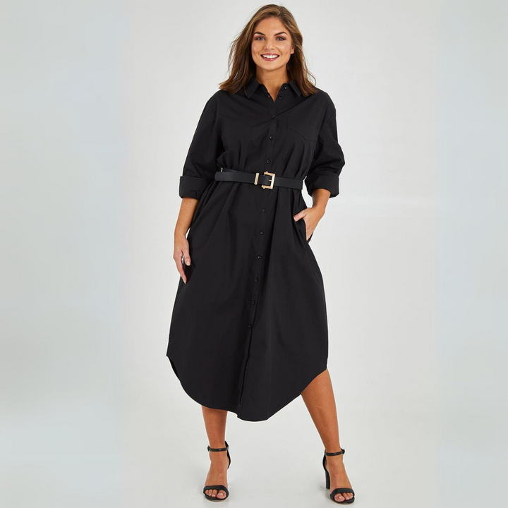 Women's Button-Up Shirt Dress with Slit