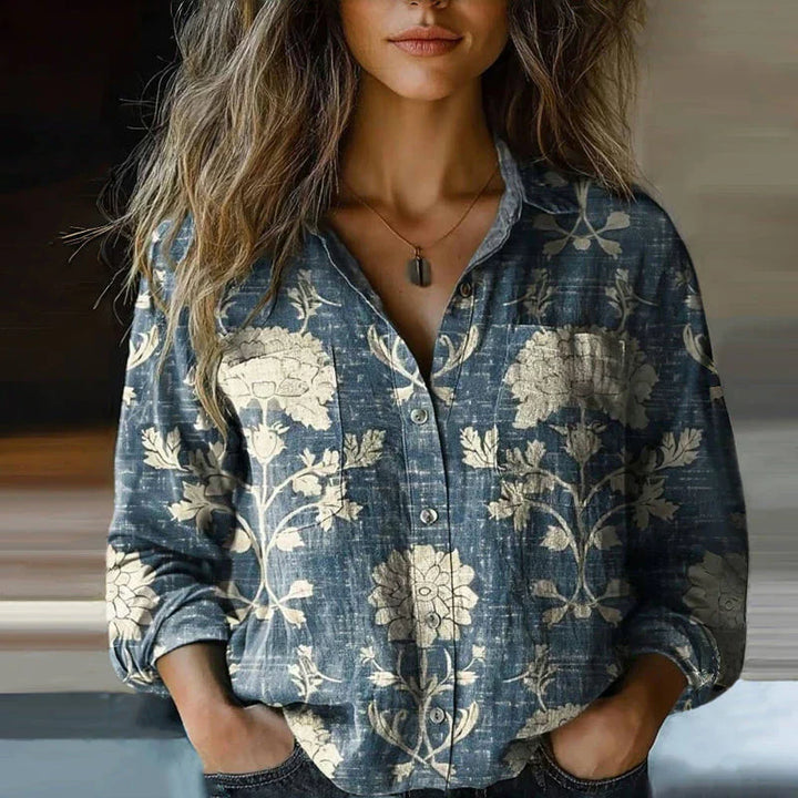 Vintage-Inspired Floral Print Blouse