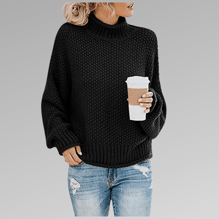 Women's retro turtleneck knitted sweater with long sleeves