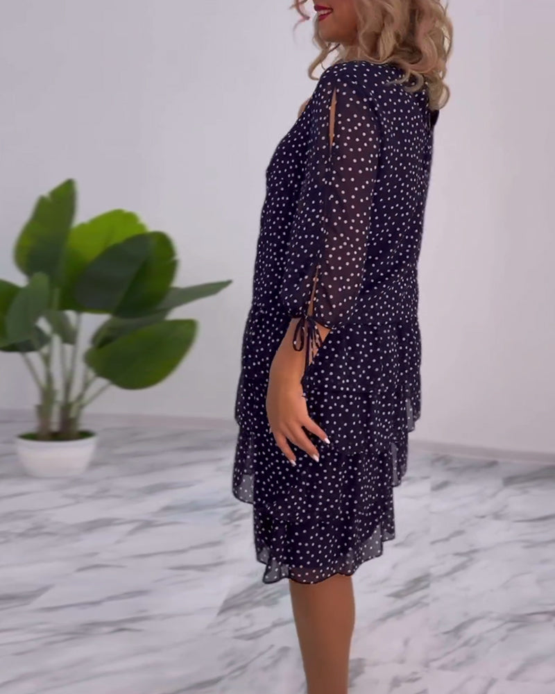 Tiered Dress with Polka Dot Design