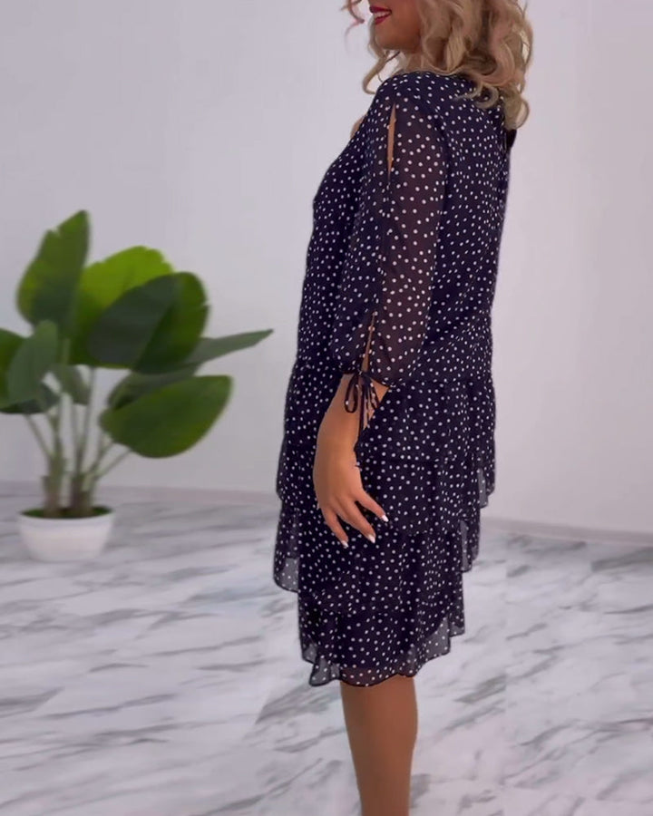 Tiered Dress with Polka Dot Design