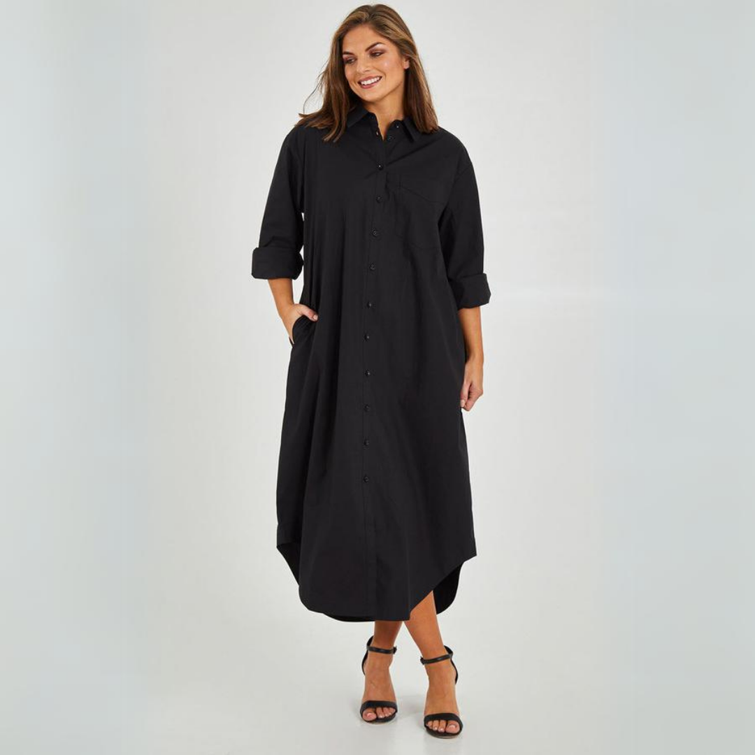 Women's Button-Up Shirt Dress with Slit